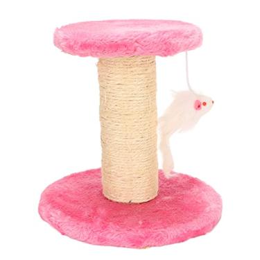 Imagem de Torre de árvore de Sisal para Gatos Azul e Rosa Akozon Com Cama de Pelúcia para Gatos e Poste para Arranhões - Móveis de Escalada Interativos para Gatos Pequenos (Rosa)