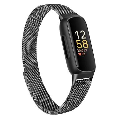Imagem de AK Pulseira de metal compatível com Fitbit Inspire 3, mulheres e homens, pulseira de substituição para Fitbit Inspire 3/2/Inspire HR Fitness Tracker (preto)