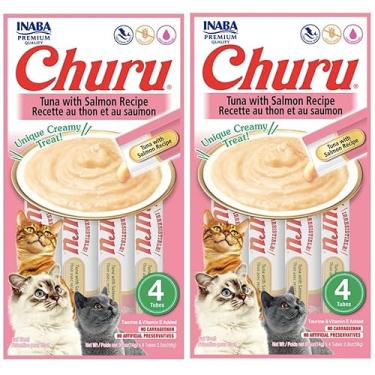 Imagem de Kit 02 Churu Petisco Para Gatos Vários Sabores Escolher Inaba - 8 Tubetes (Kit 2 unid. (8 Tubetes), Atum e Salmão)