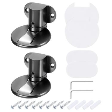 Imagem de uxcell 2 peças de batente magnético de porta, batente de porta de piso magnético silencioso, trava de porta de chão ajustável com fita adesiva e parafusos de absorção de choque para quarto,
