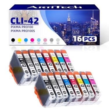 Imagem de ARTITECH Cartuchos de tinta CLI-42 compatíveis com cartuchos de tinta de substituição para CLI42 CLI 42 Use com PIXMA Pro-100 PRO-100s Pro 100 tinta 8 cores 2 conjunto 16 peças