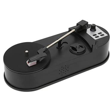 Imagem de Dilwe Toca-discos toca-discos, mini conversor portátil USB para MP3, suporte para reprodutor vintage 33,45 PRM, com estéreo de 3,5 mm, USB, slot para cartão de memória para amantes de música (para MP3