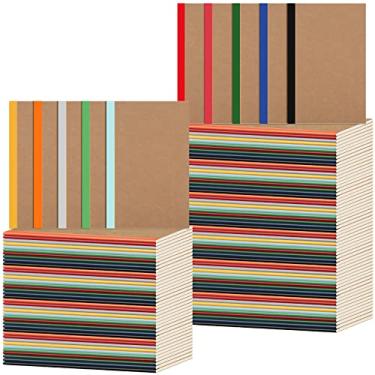 Imagem de Pacote com 150 cadernos Kraft A5, 60 páginas, capa macia, cadernos de composição pautados em massa, diários de viagem pautados para viajantes, estudantes, sala de aula, casa, escritório, material escolar, 14 x 20 cm (cor mista)