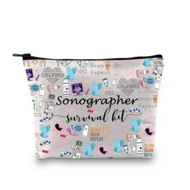 Imagem de GJTIM Kit de sobrevivência ultrassonografista presente radiologista presente ultrassom tecnologia zíper bolsa de maquiagem, Survival Sonographer 2 bolsas, Medium, Bolsa cosmética de lona com zíper