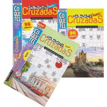 Imagem de Palavras Cruzadas Coquetel Nível Médio Kit 3 Livros de Passatempos Coq