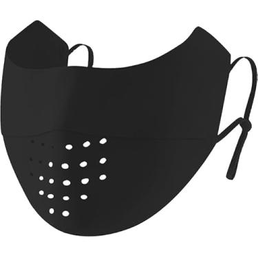 Imagem de Máscara facial de proteção solar FPS 50+ UV cobertura de seda gelo reutilizável corrida pesca respirável golfe esportes protetor facial, Preto, 1 Count (Pack of 1)
