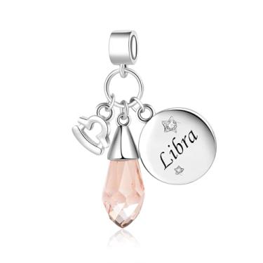 Imagem de MiiFort Pingentes brilhantes do signo do zodíaco para pulseiras Pandora Charms Moments, One Size, Cobre, Sem Pedra Preciosa