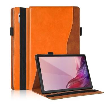 Imagem de TIPOYOROO Capa para Lenovo Tab M9 9 polegadas (TB-310FU, lançado em 2023) Capa flip de couro PU empresarial com suporte de lápis e compartimento para cartão para tablet Android Lenovo Tab M9 9 polegadas - laranja