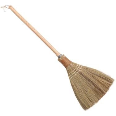 Imagem de BMart Home Vassoura pequena com alça de mão natural - Vassoura macia de palha vietnamita para limpeza - itens de decoração - interior - externo - 19 cm de largura, 62 cm de comprimento
