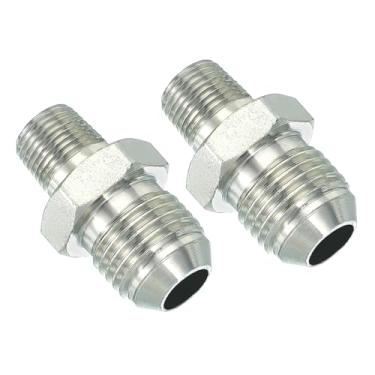 Imagem de PATIKIL Conector adaptador de tubo 9/40.6 cm macho 37 ° Flare JIC x 1/20.3 cm macho R encaixe de tubulação 2 peças conector hidráulico de encaixe de restrição de alimentação de óleo para sistema de