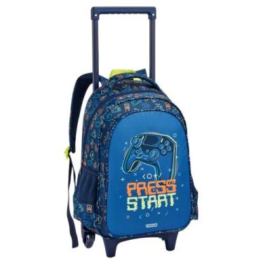 Imagem de Mochila de Rodinha Escolar Infantil Menino Press Start Azul - Seanite