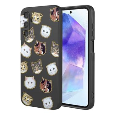 Imagem de KOARWVC Capa de telefone para Galaxy A55, capa para Samsung A55 SM-A556 design de padrão de gato fofo capa protetora fina de TPU macio para celular Samsung Galaxy A55 gato preto