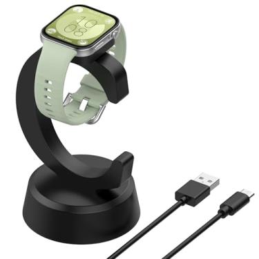 Imagem de XBERSTAR Carregador de relógio inteligente para Huawei Watch Fit Series & Band Series, suporte de carregamento em forma de C com USB tipo C, preto