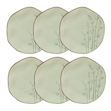 Imagem de Conjunto 6 Pratos Raso 27,5 Cm Ryo Bambu Porcelana Oxford
