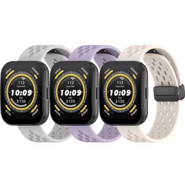 Imagem de QIEMUTER Pacote com 3 pulseiras de silicone compatíveis com Amazfit GTR 3 Pro/GTR 3/GTR 2e/GTR 2/Amazfit GTR 47 mm, pulseira esportiva macia de liberação rápida de 22 mm para homens e mulheres,