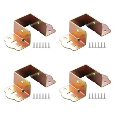 Imagem de YWJLQH Suportes de trilho de cama 4x, hardware de moldura da cama de metal U para conectar -se a madeira, cabeceiras e tábuas de pé, 40mm