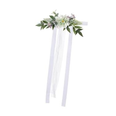 Imagem de WeiLaiKeQi Flor da cadeira de casamento, flores artificiais, decoração de cadeira de corredor de casamento para engajamento de banquetes, Verde