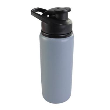 Imagem de Garrafa Squeeze de Aluminio 600ml com Alça Água Gelada - ROCIE, Cinza