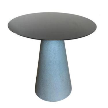 Imagem de Mesa de Apoio Cone Base Cimento Texturizado - Tampo Laqueado Preto 60 