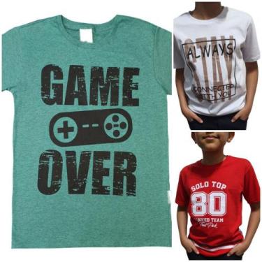 Imagem de Kit 3 Camisetas Infanto Juvenil Masculina Cor variadas - Paraíso Do Co