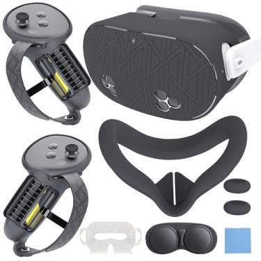 Imagem de 7-in-1 Protective Silicone Cover Set for Meta Quest 3s Accessories, Included Battery Opening Controller Grips, VR Silicone Face Cover and Shell Cover_(Stripe-Black)
