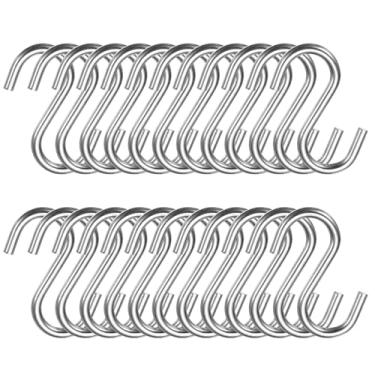 Imagem de HARFINGTON 24 peças ganchos de metal 4,8 cm pendurados em forma de S pequenos ganchos de haste de armário para pendurar utensílios de cozinha copos, plantas, joias, jeans, roupas, toalhas, ferramentas