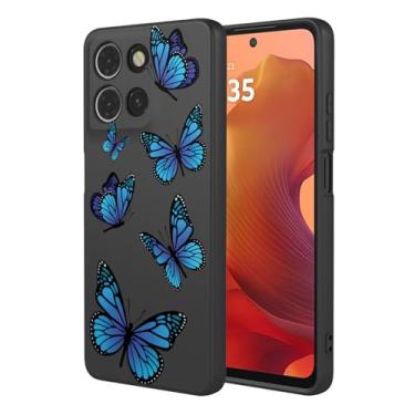Imagem de HTXWXJC Capa de telefone para Moto G15, capa para Motorola G15 Power Case à prova de choque flexível bumper TPU capa macia padrão borboleta capa de telefone para Motorola G15 borboleta preta