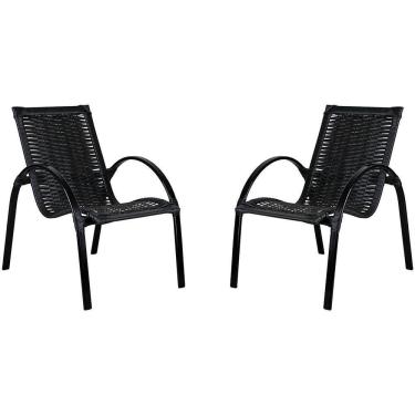 Imagem de 2 Cadeiras Em Alumínio Pintado Fibra Sintética Preto