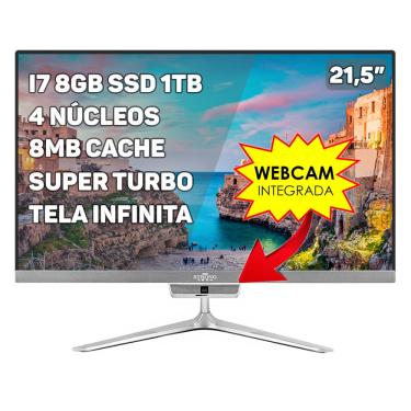 Imagem de Computador All In One Intel Core i7 21,5 8GB ssd 1TB 4 Núcleos Super Turbo Hdmi Webcam