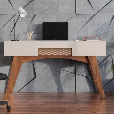 Imagem de Escrivaninha Multifuncional com Espelho e 3 Portas Retrô Multimóveis CR25287