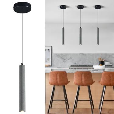 Imagem de ADCTHOME Luminária Pendente Linear Preta De Concreto, Luminária Pendente Industrial Moderna De Cimento Para Cozinha, Ilha, Sala De Jantar, Quarto, Mesa De Cabeceira (Pacote Com 3)