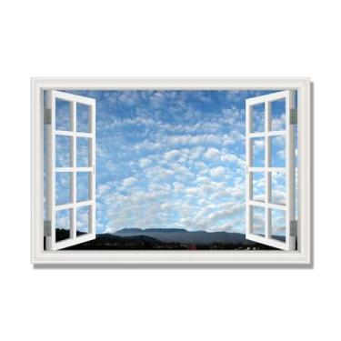 Imagem de PY3H69 Arte de parede em tela de janela aberta, impressão natural em tela. Lindo cenário de céu 43,2 cm, decoração de parede de paisagem de janela, decoração de casa moderna. 30 x 45 cm-11,8 x 17,7