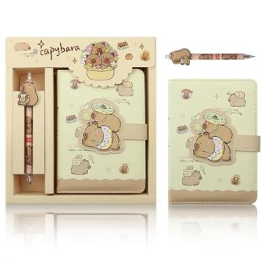 Imagem de 2 in 1 Cute Capybara Theme Stationery Gift Box Set Includes 1 Pcs A6 Cartoon Animal Capybara Notebook Journal Memo Pads Notepad Diary and Pen Gift for Birthday Christmas Kids Office School Supplies