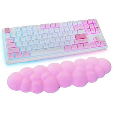 Imagem de Sushret Descanso de Pulso em Nuvem para Teclado, Descanso de Palma Branco com Espuma de Memória e Couro PU, Apoio para Pulso e Braço Fofo, Almofada para Mesa de PC/Gaming/Computador/Escritório