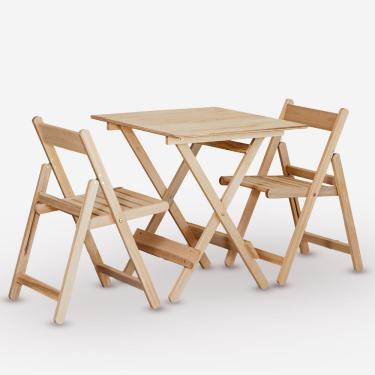 Imagem de Conjunto de Mesa 70x70 em Compensado e 02 Cadeiras Dobráveis