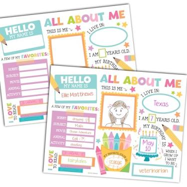 Imagem de Hadley Designs Pôster All About Me Elementary - 20 Star Student Poster Kindergarten, 11x14 All About Myself Star of the Week Poster Preschool, Pastel PreK Classroom Must Haves