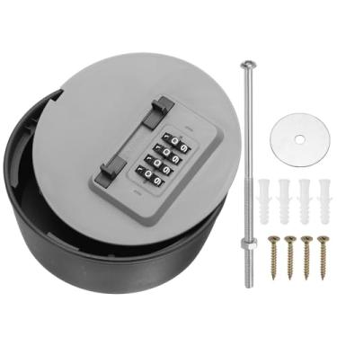 Imagem de PATIKIL SAFEKey Lock Box Suporte de parede com código, combinação de chave de 4 dígitos, caixa de segurança redonda de armazenamento seguro para fora de casa, hotéis, garagem, loja, cinza