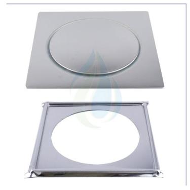 Imagem de Ralo Inteligente Click 15x15 cm para Banheiro Inox Cromado Quadrado + 