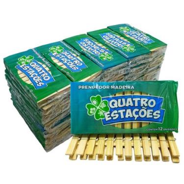 Imagem de Prendedor de Roupa de Madeira Quatro Estações Sustentável e Resistente