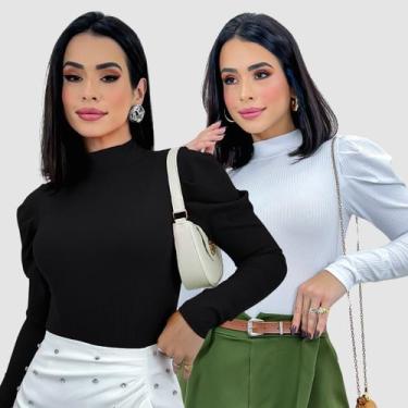 Imagem de Kit 2 Body Feminino Manga Princesa Longa Tendência Inverno - Swisz, Pr