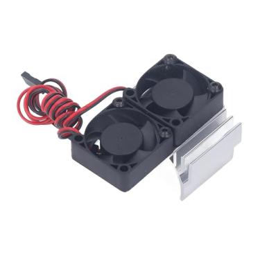 Imagem de Fã de Resfriamento Conjunto para Barra 4x4 Vxl 1/10 RC CAR Com Dissipador de Calor de Liga de Alumínio, Ventilador de Radiador do Motor de Alta Velocidade para, Rustler, (Prata)