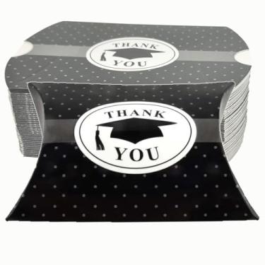 Imagem de ACKJGGG Caixa pequena de agradecimento de formatura, 50 peças, 9,5 x 6,5 x 2,5 cm, caixas de biscoito tamanho mini para lembrancinhas de festa de chocolate, sacos de papel kraft, embalagens de doces e