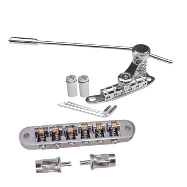 Imagem de TTETTZ Roller Saddle Guitar Bridge Stop Bar Tailpiece Tremolo para Guitarra LP SG, Prata