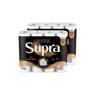 Imagem de Kit Papel Higiênico Folha Tripla Bracell Supra 24 Rolos 20m