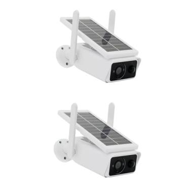 Imagem de kit com 2 Câmera de Segurança Solar Externa Wi-Fi, Duas Antenas, Painel Solar Integrado, Branco