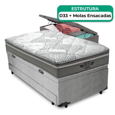 Imagem de Bicama Baú Solteiro E Colchão Ibiza Molas Vstore 78x188x22