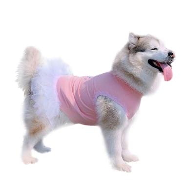 Imagem de UOSIA Vestidos de princesa de renda para cães grandes, meninas, saia tutu fofa, macia, elástica, roupas para animais de estimação, camiseta para cães médios