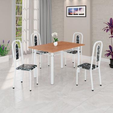 Imagem de Conjunto para Sala de Jantar com 4 Cadeiras Lívia Preto / Branco