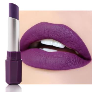 Imagem de HHLTOH Batons Metálicos Matte Roxo Ameixa Para Mulheres - Lápis De Cor E Tinta Facial Em Bastão, Batom À Prova D'Água Longa Duração, Fácil Aplicar, Brilho Mate Cobertura Total, Maquiagem Festa Hallo