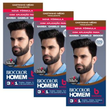 Imagem de Kit 3 Tonalizante Biocolor Homem Castanho Medio - Bozzano